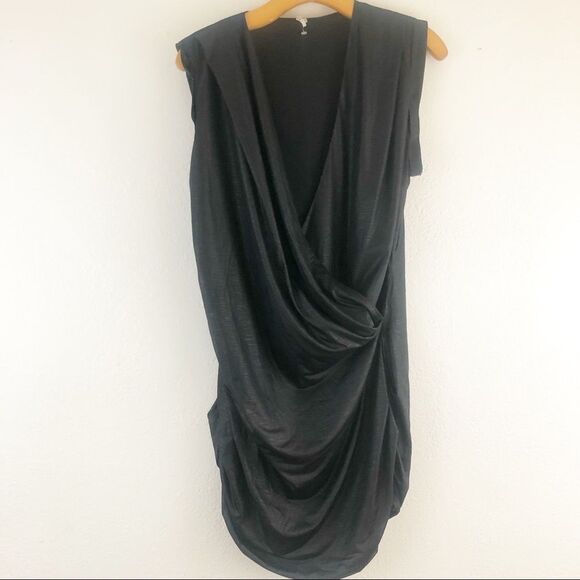 IRO metallic black Shelley sleeveless ruched dress size 3 - Picture 1 of 9